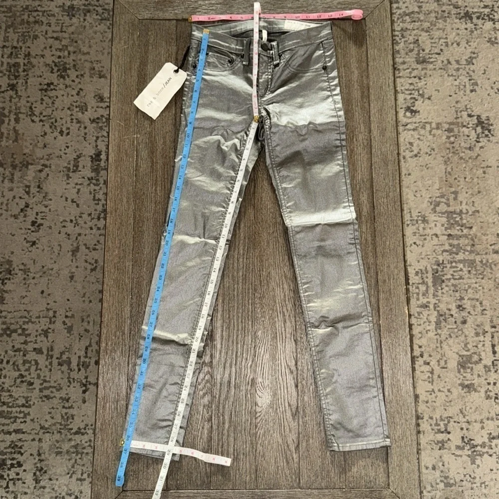 Rag & Bone Leggings Skinny Jeans Pewter Metallic